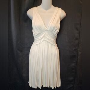 LA Class White Stretch Dress Sleeveless V Neck Dress Women's Size M Pre-Owned